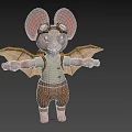 Cartoon Mouse Anthropomorphic Mouse Steampunk Style Flying Mouse Cartoon Animal Anime Mouse Anthropomorphic Animal Cartoon Bat 3d model