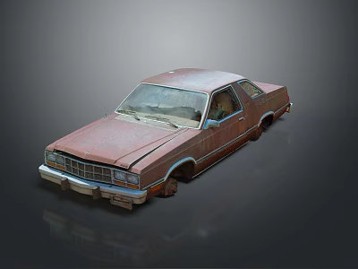 Rusted Old Sedan With Worn Exterior And Vintage Design Features 3d model