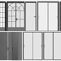 Different Sliding Door Styles Including Glass Louvered Grid and Panel Designs 3d model