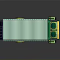 Green And Yellow Double Decker Bus Model With Striped Canopy And Upper Deck Seating