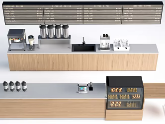 Modern Bar Table and Chair Coffee Bar Water Bar Counter Cashier Counter 3d model