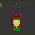 Vintage Kerosene Lamp With Metal Frame Glass Shade And Illuminated Light