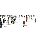 Characters Crowd Square Characters Crowd Many people 3d model