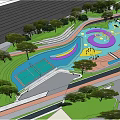 Modern Sales Office Building Design With Curved Roof Landscaped Gardens And Water Features