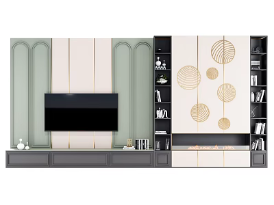 Modern minimalist TV background wall cabinet 3d model