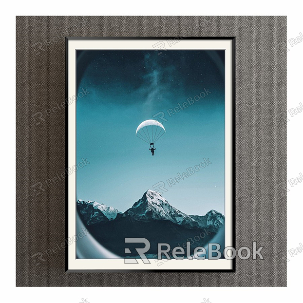 Modern Landscape Painting Simple Blue Photography Parachuting Decorative Painting model