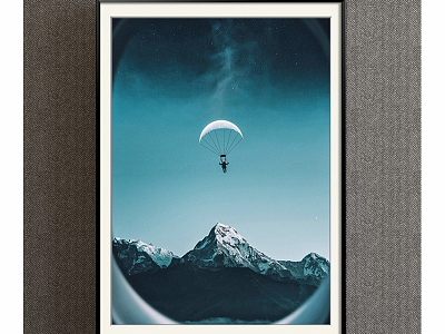 Modern Landscape Painting Simple Blue Photography Parachuting Decorative Painting model