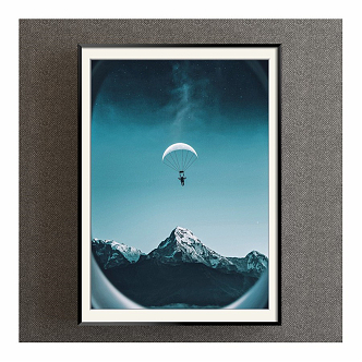 Modern Landscape Painting Simple Blue Photography Parachuting Decorative Painting 3d model