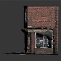 Red Brick Bakery Storefront With Glass Window Door And Sidewalk Platform