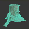 Natural Wooden Stump Decorative Ornament With Green Moss And Pink Mushrooms