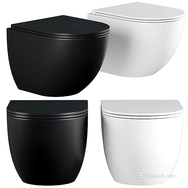 Modern Black and White Toilet Designs With Sleek Styles For Bathroom 3d model 