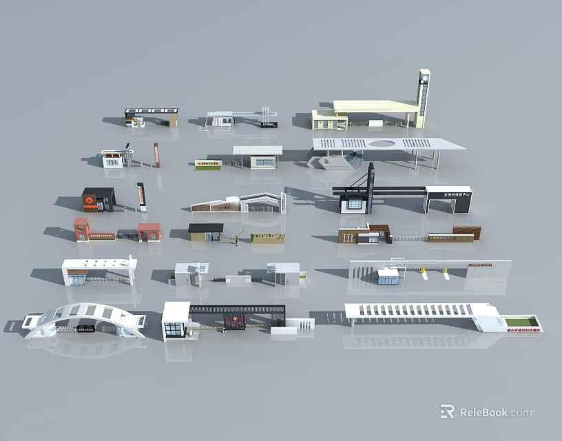 Various Modern Entrance Gates Design With Different Architectural Styles And 3d model