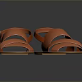 Orange Leather Flat Sandals with Cross Strap Design for Daily Wear