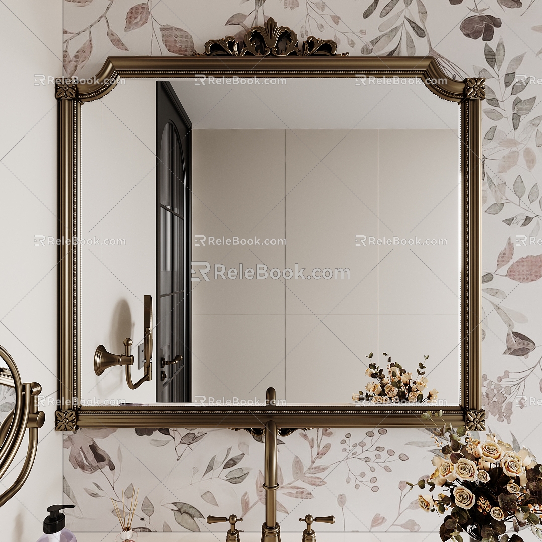 French mirror French bathroom mirror bathroom mirror cosmetic mirror decorative mirror 3d model