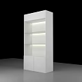 White Display Cabinet With Multiple Shelves And Bottom Cabinet Doors