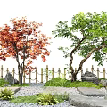 arbor red maple landscape landscaping tree maple stone tingbu moss micro terrain 3d model