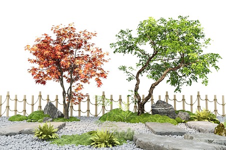 arbor red maple landscape landscaping tree maple stone tingbu moss micro terrain 3d model