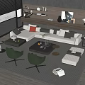 Modern Minotti Sofa Coffee Table Combination 3d model