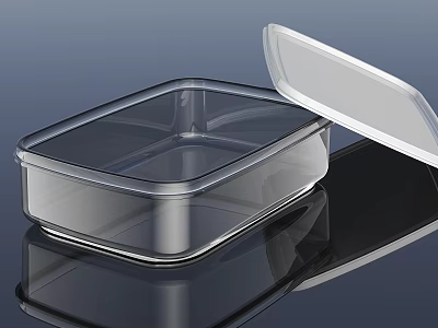 Transparent Square Tableware Set With Lids For Food Storage Containers And Reusable Design 3d model