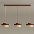 Modern Wooden Chandelier With Three Pendant Lights And Fabric Shades Design