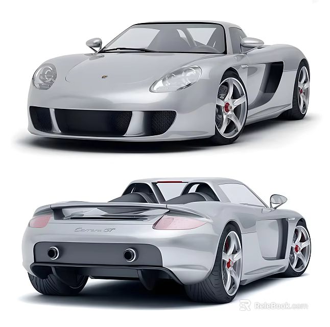 Silver Porsche Carrera GT Front And Rear Views 3d model 