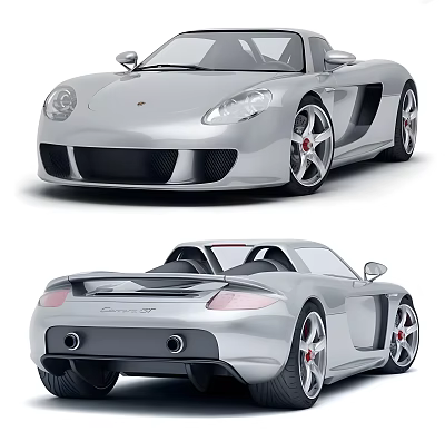 Silver Porsche Carrera GT Front And Rear Views 3d model Silver Porsche Carrera GT Front And Rear Views 3d model