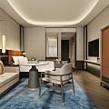 Modern Chinese Five-star Hotel Big Bed Room 3d model