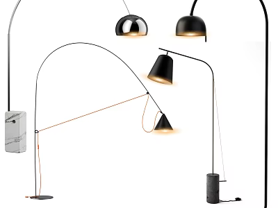 Modern Arc Floor Lamps With Metal Frame And Marble Base Design Style 3d model