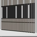 Modern Room Divider Design Featuring Black And Light Wood Vertical Stripes 3d model