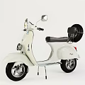 Vintage White Scooter With Black Seat Round Headlight And Rearview Mirrors