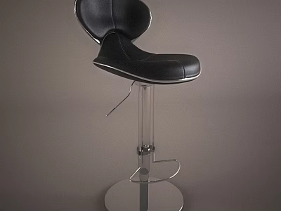 Black Leather Bar Stool With Transparent Acrylic Base And Modern Adjustable Design 3d model