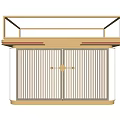 Elegant Modern Display Cabinet Shelf With Glass Showcase Golden Frame And Lighting