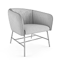 Light Gray Fabric Leisure Chair with Curved Backrest and Black Metal Legs Modern Design
