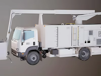 White Utility Vehicle With Extended Boom For High Reach Construction Work 3d model