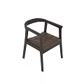 Modern Leisure Chair With Curved Armrests Dark Wooden Frame And Stitched Brown Leather Seat