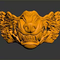 Golden Animal Head Clothing Accessory With Flame Design And Shiny Surface For Fashion Hats