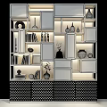 Elegant Modern Shelving Unit With Decorative Books Vase Lighting And Compartments