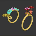 Elegant Gold Rings With White Daisy Flower Decorative Jewelry Design
