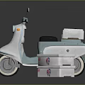 Light Blue Scooter With Delivery Boxes Featuring Red And Blue Logos 3d model