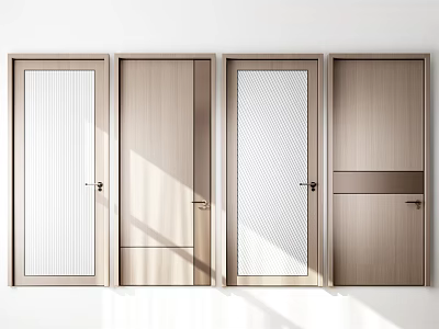 Modern Hinged Doors With Wooden Panels And Glass Inserts For Interior Design 3d model