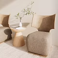 Modern Accent Chairs in Indoor Living Space With Wooden Side Table Vase and Book Decor