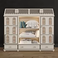 House Shaped Children's Bed with Roof Design Windows and Storage Compartments for Kids Bedroom