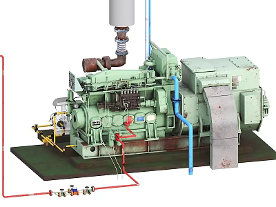 Industrial Power Equipment With Pipes Valves Base And Mechanical Structure 3d model