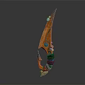 Unique Fantasy Weapon With Orange Blade Green Handle And Blue Circular Detail