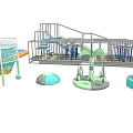 Outdoor Playground Equipment With Climbing Frame Slide Swing Rotating Facilities And Water Pool