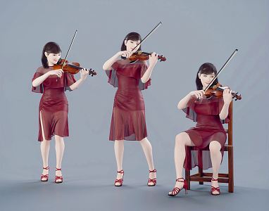 modern woman music performance musical instrument playing instrument violin playing violin 3d model