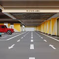 Yuexun Shopping Mall Parking Garage Entrance With Blue Car Direction Arrows And Decorative Lighting