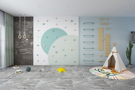 Modern recreation room rock climbing wall children rock climbing indoor rock climbing 3d model