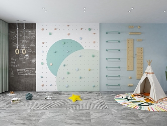 Modern recreation room rock climbing wall children rock climbing indoor rock climbing 3d model