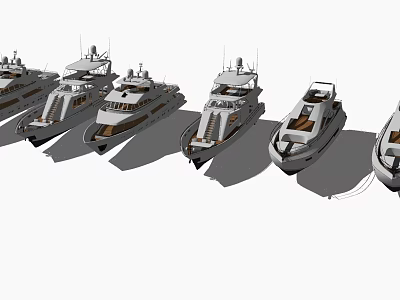 Multiple Luxury Yachts Docked Side by Side With Sleek Design and White Hull 3d model